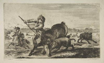 Koyda geyik, Hayvan avlarından Farklı hayvanlar için avlar, ca. 1654. by Stefano della Bella