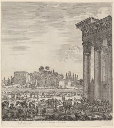 Antonius Tapınağı ve Campo Vaccino by Stefano della Bella