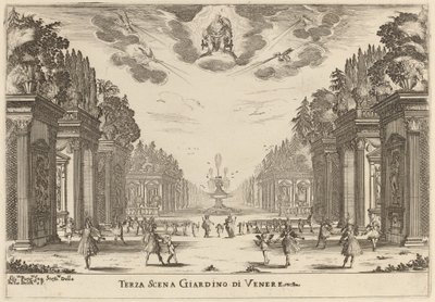 Üçüncü Sahne Bahçesi Venüs, 1637. by Stefano della Bella