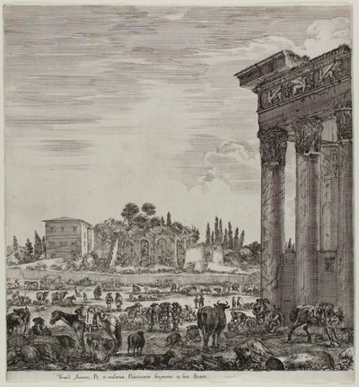 Antonin Tapınağı ve Campo Vaccino by Stefano della Bella