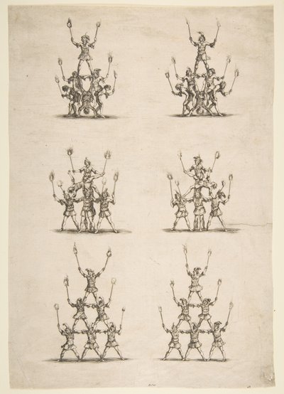 Altı Grupta Otuz Altı Akrobat, 1652. by Stefano della Bella