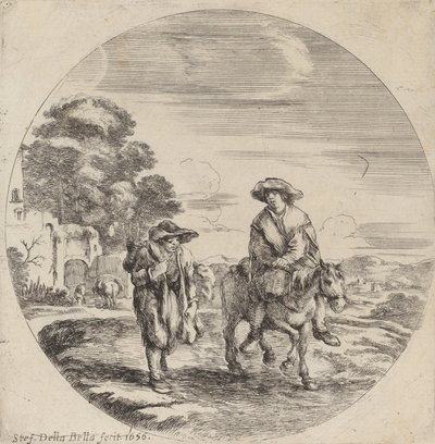 Bir Manzarada Seyahat Eden İki Köylü, 1656. by Stefano della Bella