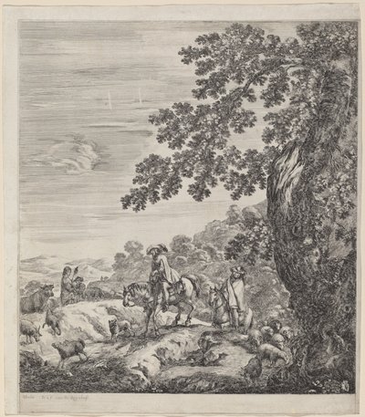 Bir Hayvan Sürüsünün Yanından Geçen İki Binici, 1656. by Stefano della Bella