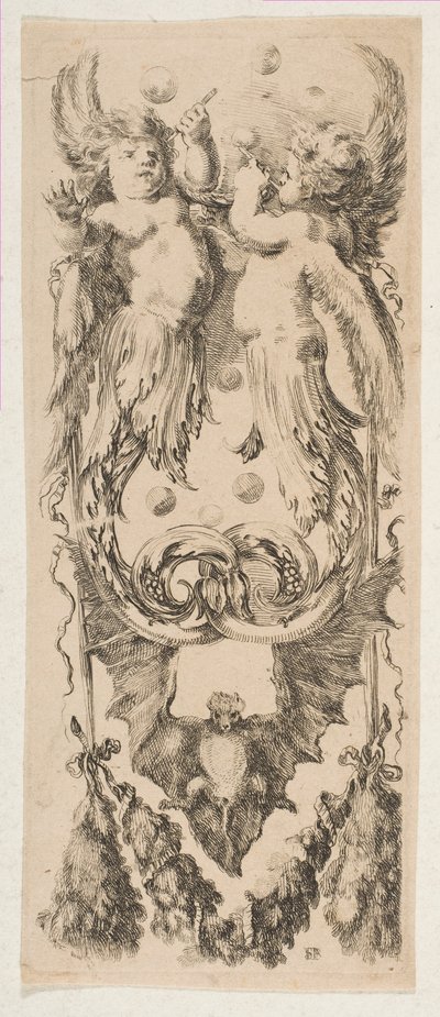 Süsleme Baloncuklarına Dönüşen Vücutları Olan İki Kanatlı Çocuk, ca. 1653. by Stefano della Bella