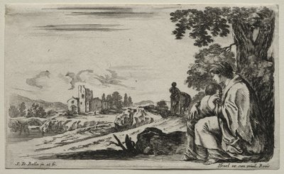 Çeşitli Figürler ve Manzaralar: Bir Ağacın Altında Oturan Zavallı Bir Hemşire, 1649. by Stefano della Bella