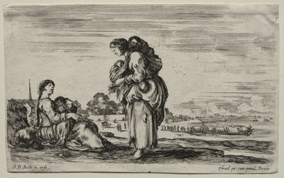 Çeşitli Figürler ve Manzaralar: Birlikte Sohbet Eden İki Anne, 1649. by Stefano della Bella