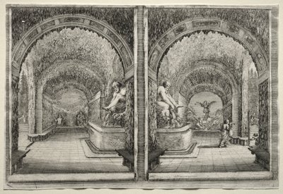 Villa Pratolino'nun Manzaraları: Grotto'nun İki Manzarası by Stefano della Bella