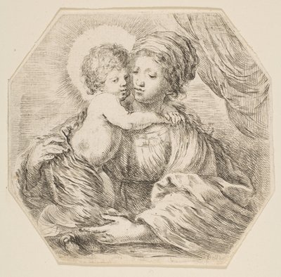 Bakire ve İsa Çocuk, sekizgen bir kompozisyon, yaklaşık. 1649. by Stefano della Bella