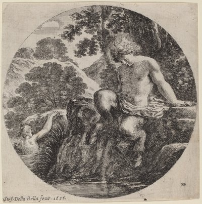 Bir Derenin Kıyısında Genç Satyr by Stefano della Bella