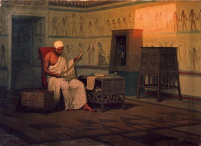 Mısırlı rahip papirüs okuyor by Stepan Wladislawowitsch Bakalowitsch