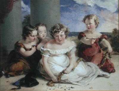 Çelenk Yapan Çocuklar (kağıt üzerine sulu boya) by Stephan Poyntz Denning