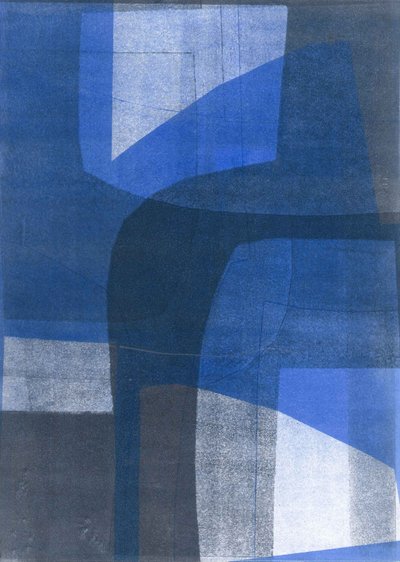 Blue Arches VI, 2015 (kağıt üzerine monoprint) by Stephen Dow