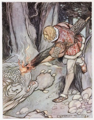 Ejderha Avcısı Siegfried için çizim (renkli taş) by Stephen Reid