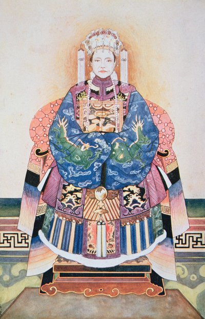 Tzu-Hsi, bir Çin çiziminden sonra (kağıt üzerine suluboya) by Stephen Reid