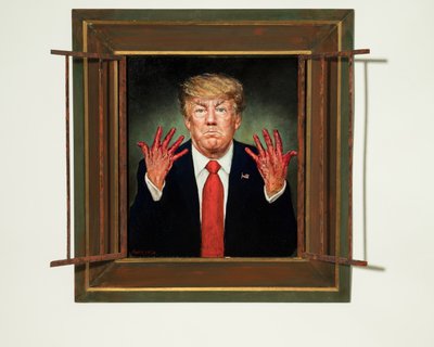 Trump Indited, 2020 (panel üzerine yağ) by Steven Skollar