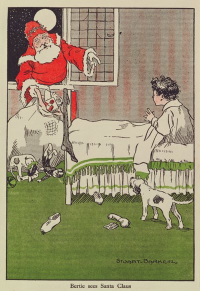 Bertie Noel Baba'yı görüyor, kitap çizimi by Stuart Barker