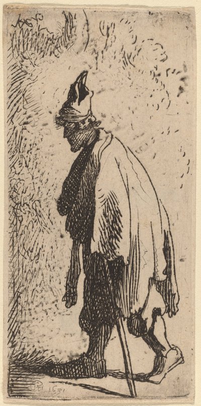 Sopalı Dilenci, Sola Yürüyen by Studio of Rembrandt van Rijn