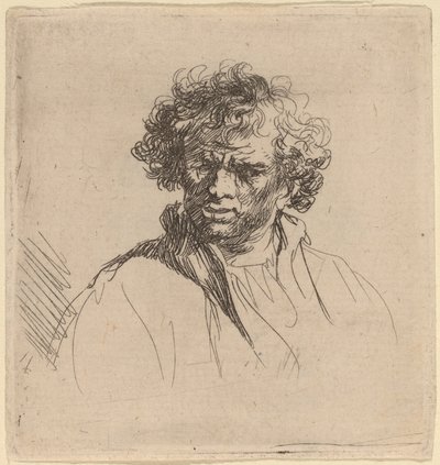 Buruk Ağızlı Kıvırcık Kafalı Adam by Studio of Rembrandt van Rijn