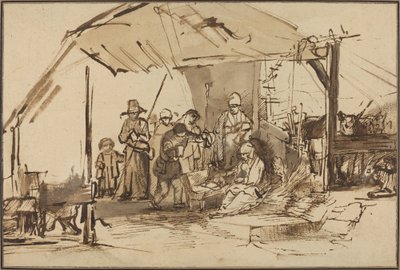 Çobanların hayranlığı by Studio of Rembrandt van Rijn