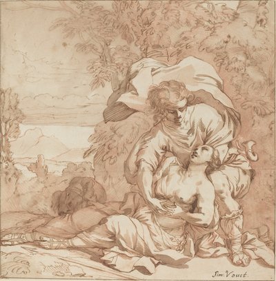 Procris ve Cephalus (?) by Studio of Simon Vouet