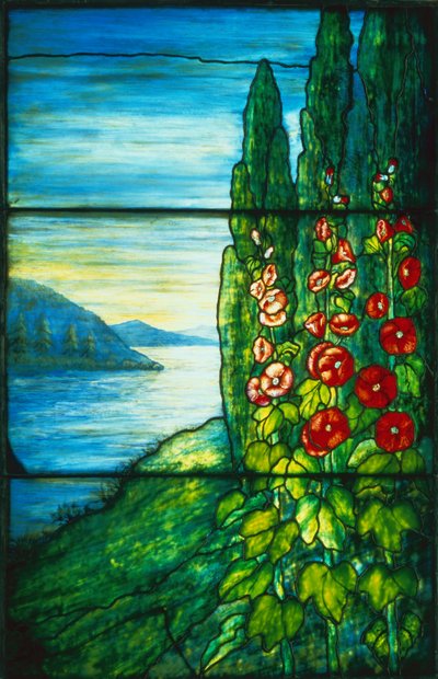 Çiçek Açan Gülhatmi ile Göl Sahnesi (vitray) by Studios Tiffany