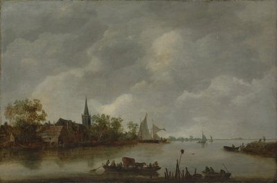 Köy Kilisesi ile Nehir Manzaralı. by Style of Jan van Goyen