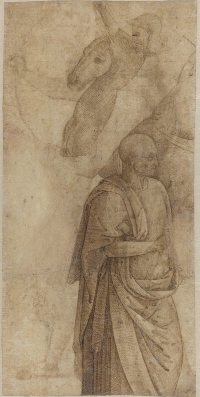 Antikadan Sonra Binici ve Duran Dökümlü Adam [versso] by Style of Pietro Perugino