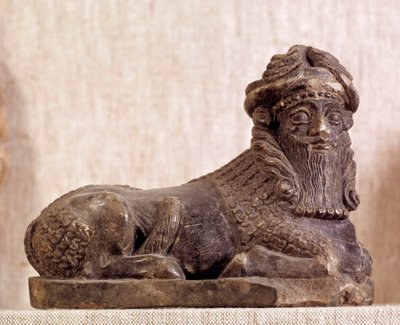 Doğu antik: boğa Pie androcephale. Bronz ve gümüş heykelcik. Sümer dönemi. Sümer