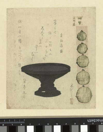 Ômon Street: bronz kap ve beş tören çanı mondori Doğu Başkentindeki Ünlü Yerler (dizi başlığı) Tôto meisho awase (nesne üzerinde dizi başlığı) by Sunayama Gosei