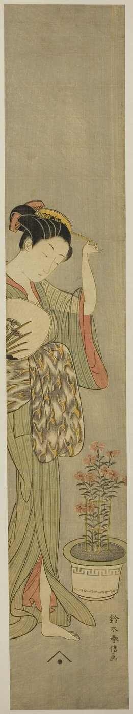 Saç Tokasını Ayarlayan Güzellik by Suzuki Harunobu