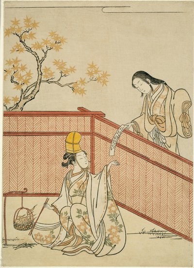 Yanan Sonbahar Akçaağaç Yaprakları by Suzuki Harunobu