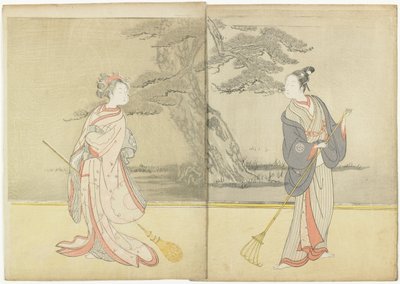 Meiwa 2 ರ ಕ್ಯಾಲೆಂಡರ್ ಪ್ರಿಂಟ್ ಮತ್ತು No_ Play Takasago, 1765turk ನ ಮಿಟೇಟ್ by Suzuki Harunobu