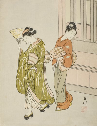 Bir Fandan Esintiyi Temizlemek by Suzuki Harunobu