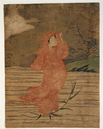 Bir kadının resminin yakın çekimi by Suzuki Harunobu