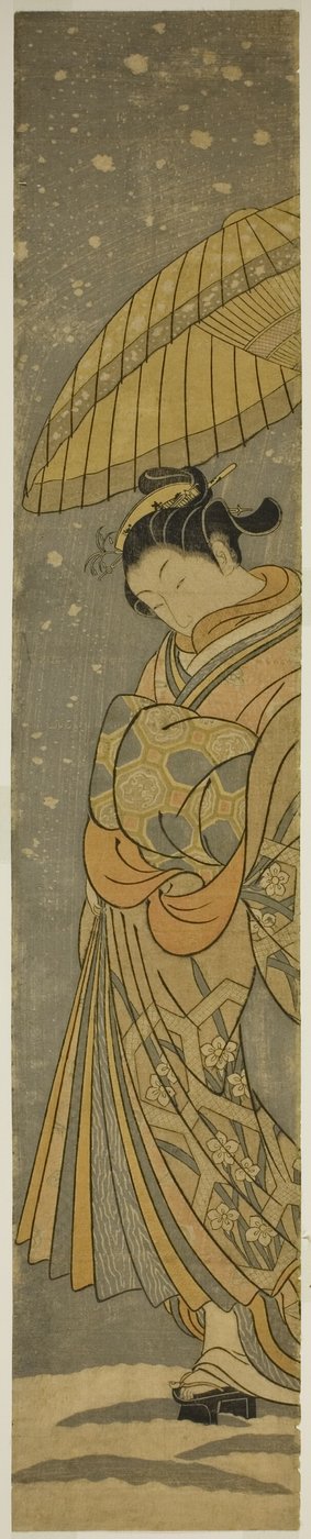 Yağan Karda Geçit Töreninde Fahişe by Suzuki Harunobu