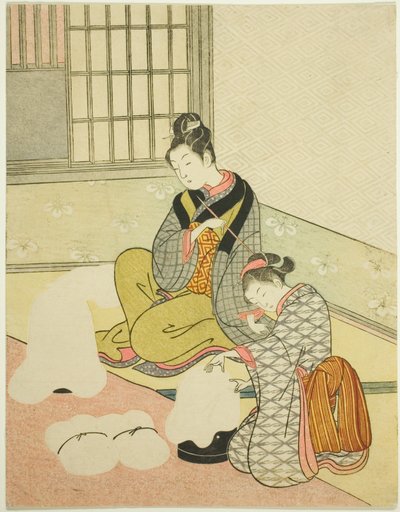 İpi Şekillendirici Üzerinde Akşam Karı (Nurioke no bosetsu), "Salondan Sekiz Görünüm (Zashiki hakkei)" serisinden by Suzuki Harunobu