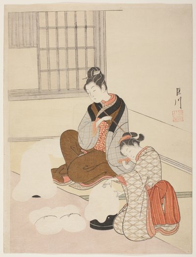 İpi Şekillendirici Üzerinde Akşam Karı (Nurioke no bosetsu), "Salondan Sekiz Görünüm (Zashiki hakkei)" serisinden by Suzuki Harunobu