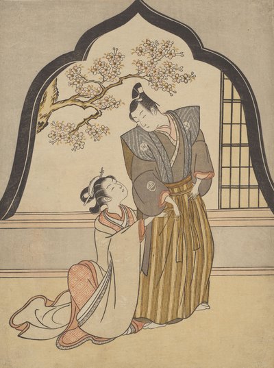 Pencere Kenarında Giyinen Aşıklar by Suzuki Harunobu