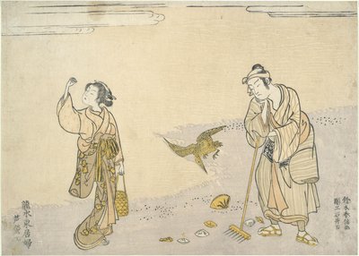 Raking Reeds: Sahildeki Doğu Güzelleri by Suzuki Harunobu