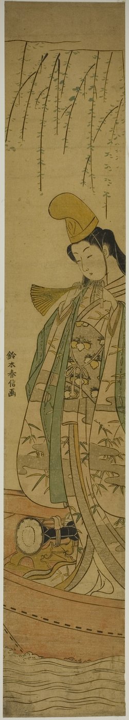White Boshi Danse r S End Jin g Üye Asazuma Boa t by Suzuki Harunobu