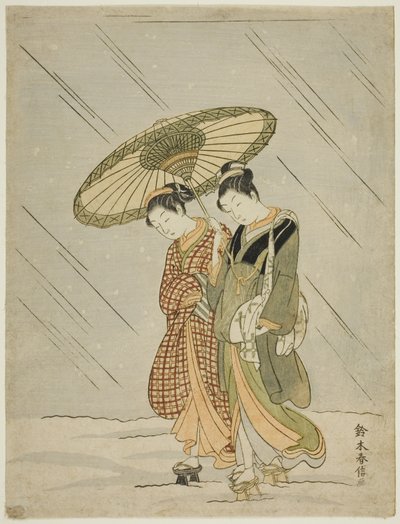Hamamdan Dönüşte Kar by Suzuki Harunobu