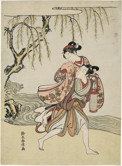 The Elopement ("Tales of Ise"den Akutagawa bölümünün parodisi) by Suzuki Harunobu