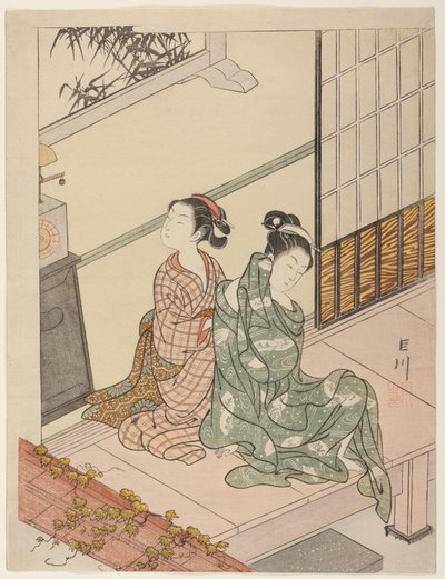 Saatin Akşam Çanı (Tokei no bansho), "Salondan Sekiz Görünüm (Zashiki hakkei)" serisinden by Suzuki Harunobu