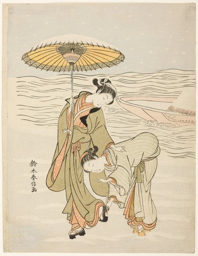 Karla Tıkanmış Geta by Suzuki Harunobu