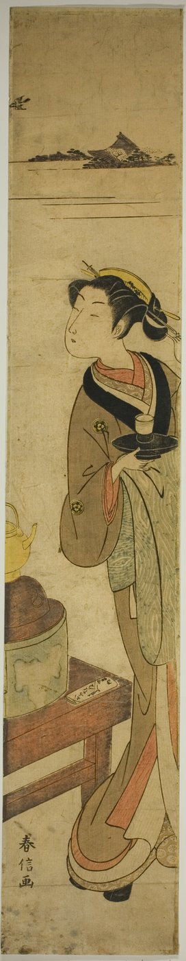 Kagiya çayevinin bir fincan çay taşıyan garsonu Osen by Suzuki Harunobu