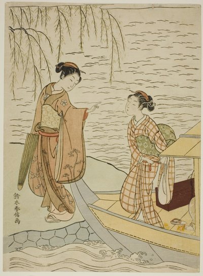 Tekneden Ayrılan İki Kız by Suzuki Harunobu