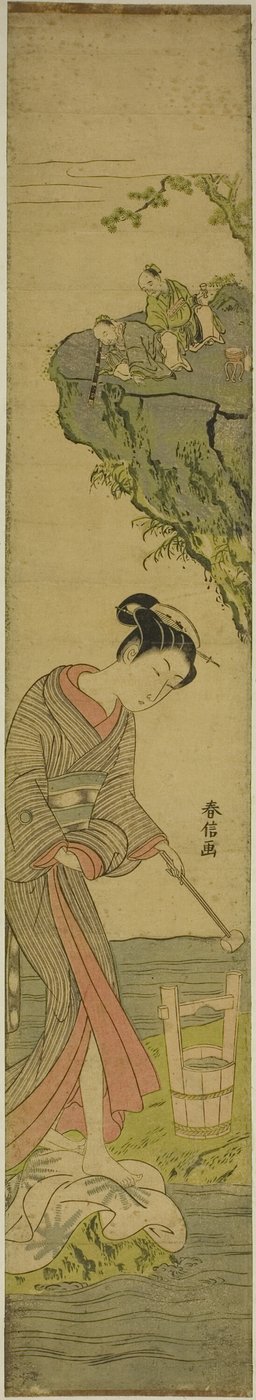 Güzelliğe Basan Bezlere Bakan İki Bilge (Kume Sennin parodisi) by Suzuki Harunobu