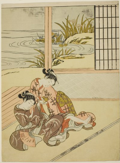 Bir Taraftar İçin Mücadele Eden İki Kadın by Suzuki Harunobu