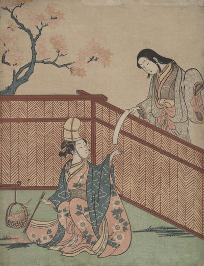 Akçaağaç Yaprağı Ateşiyle Aşkı Isıtmak. by Suzuki Harunobu
