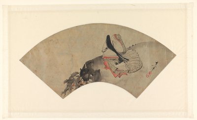 Bir dağda bir şairle yelpaze kanadı by Suzuki Kiitsu